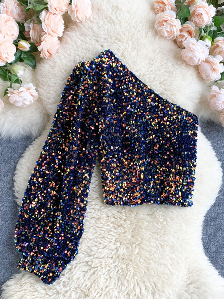 WW | Glittery One-Shoulder Top