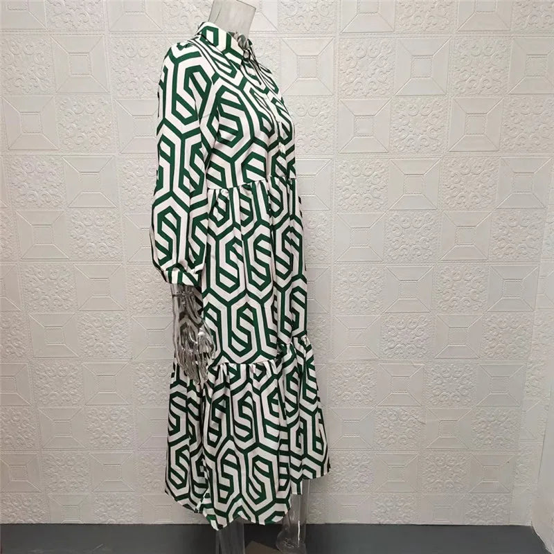 WW | Women's Winsett Long Sleeve Geometric Print Maxi Dress