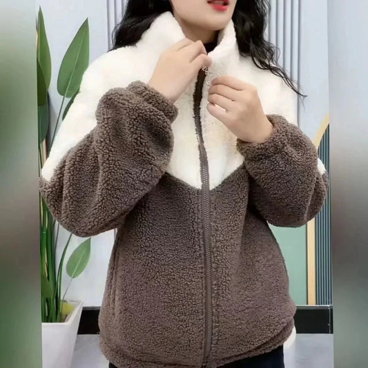 WW | Blocked Sherpa Jacke - Ultra-weiche Wärme - Reißverschluss-Design - Winter Freizeit