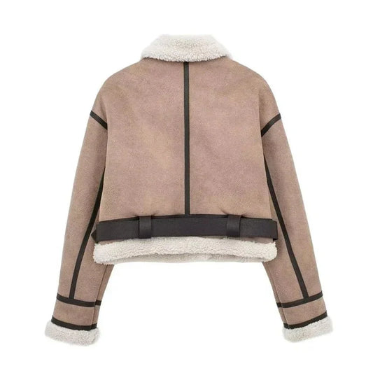 WW | Aviator Jacke - Faux Shearling Futter - Gürteldesign