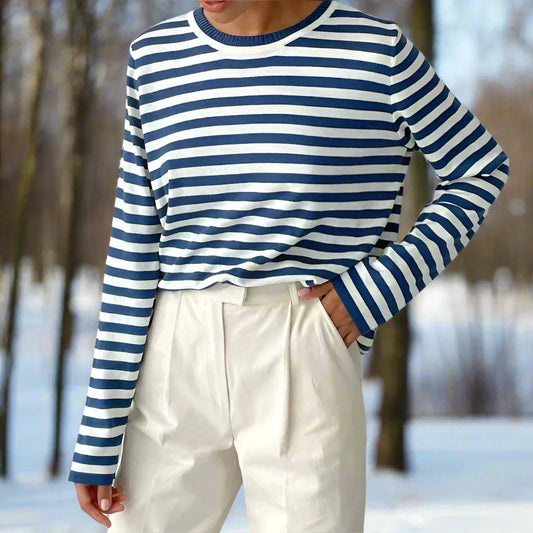 WW | Langarm-T-Shirt - Gestreift - Rundhals - Relaxed Fit - Atmungsaktive Baumwolle