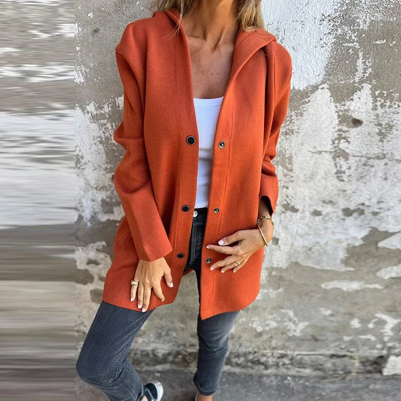 WW | Grey Hooded Jacket with Pockets for a Casual Style