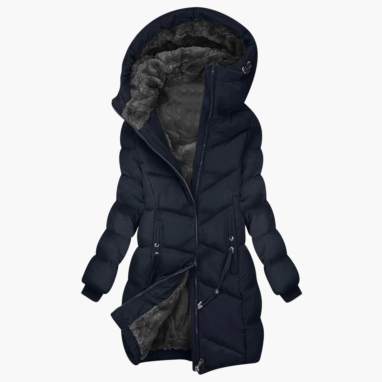 WW | Wintermantel Lang Steppjacke mit Kapuze - Winddichter, Warmer Outdoor Parka