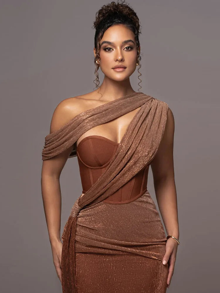 WW | Glitter Backless Evening Maxi Dress