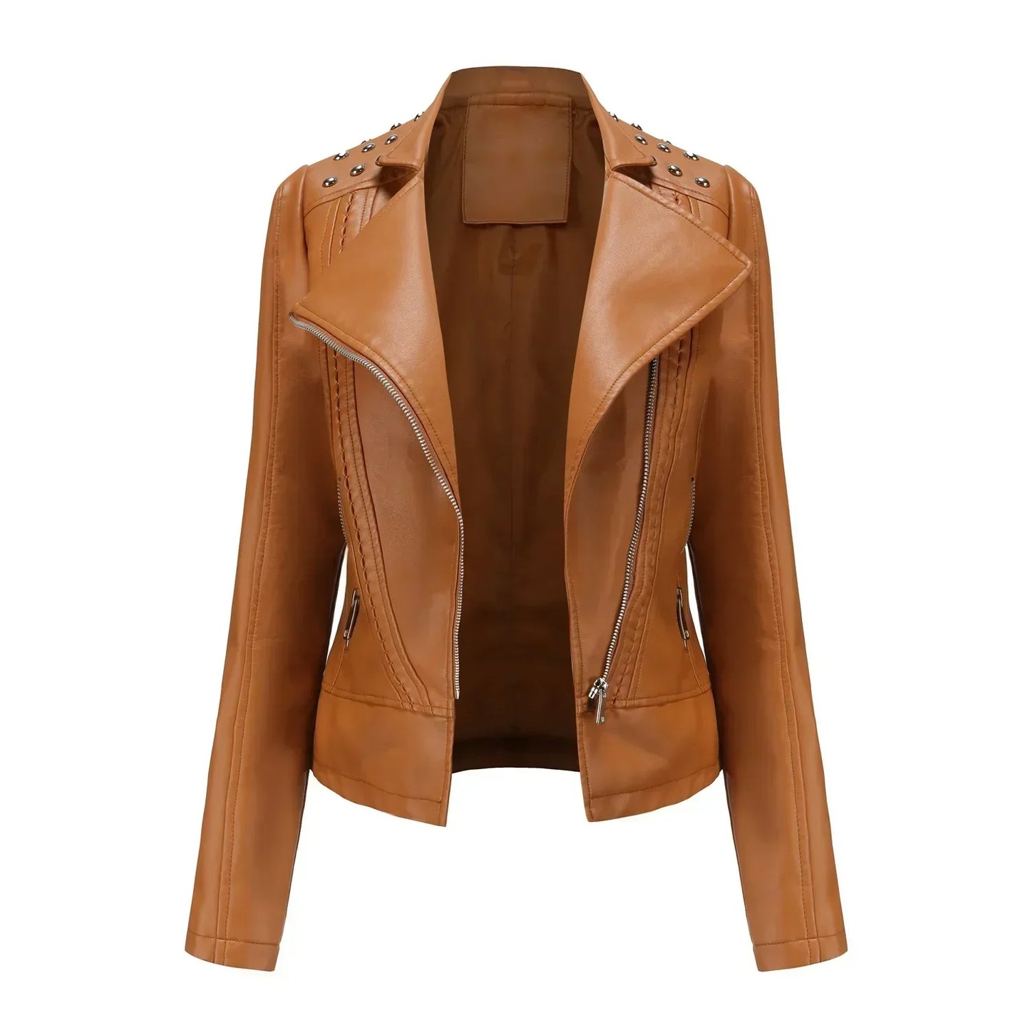 WW | Biker jacket with studded lapel collar