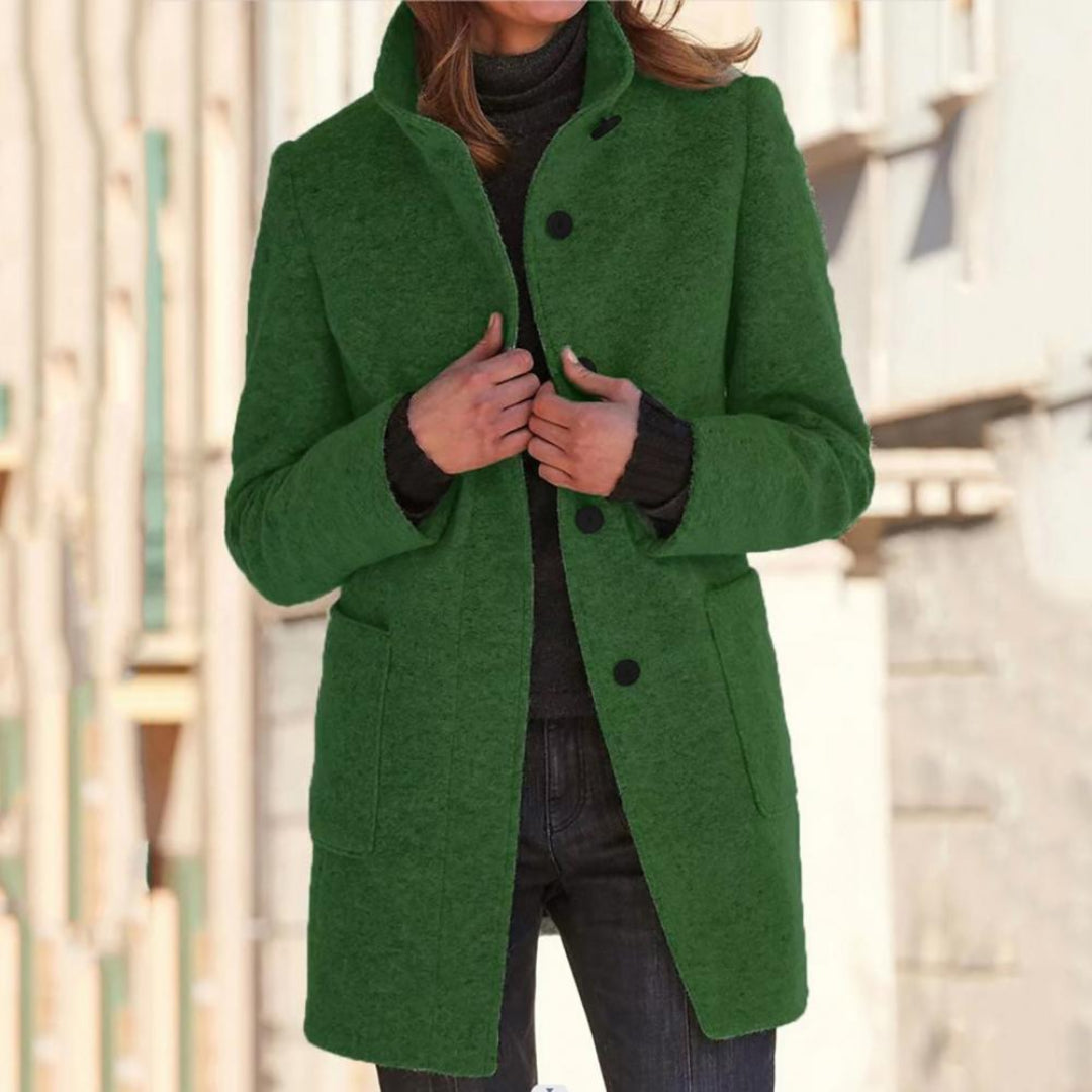 WW | Blend Knopf-Oben Mantel - Mittel-Lange Strukturierte Jacke - Klassische Winter-Oberbekleidung Kanada