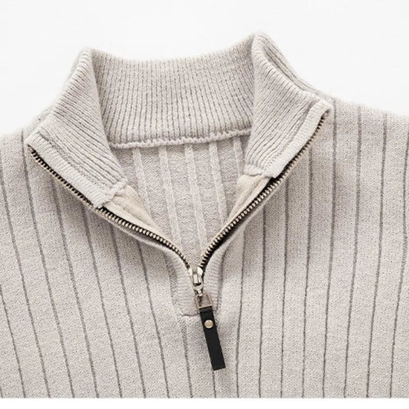 WW | Strickpullover mit Stehkragen und Halbreißverschluss - Eleganter Freizeit- und Business-Look