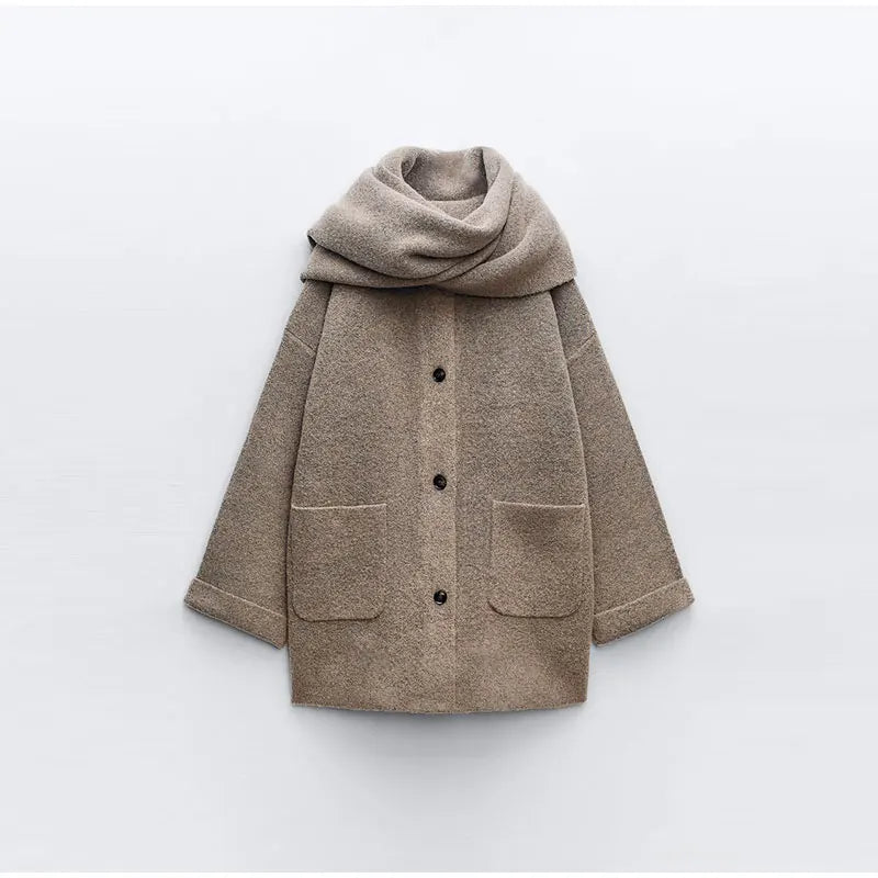 WW | Fashionable Coat with Scarf