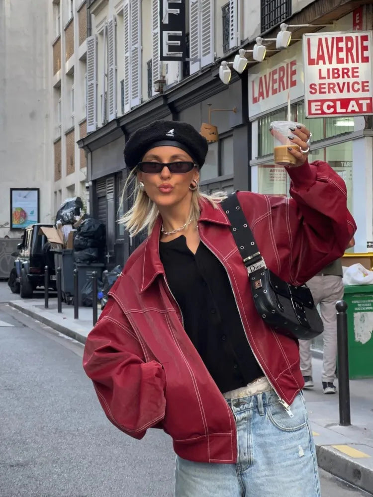 WW | Women's Vintage Oversized Leather Jacket - Perfect for WW | Days