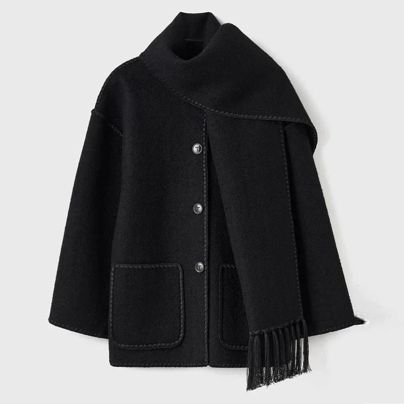 WW | Eleganter Damenmantel mit Schal Stylischer Wintermantel