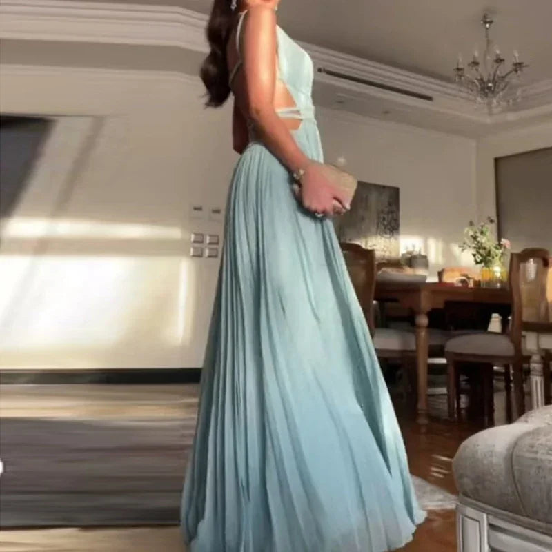 Liana | Backless, Pleated Beach Dress