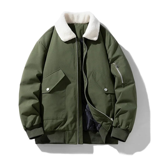 WW | Winter Bomberjacke mit modischem Lammfellkragen - Lässiger Stil für kalte Tage