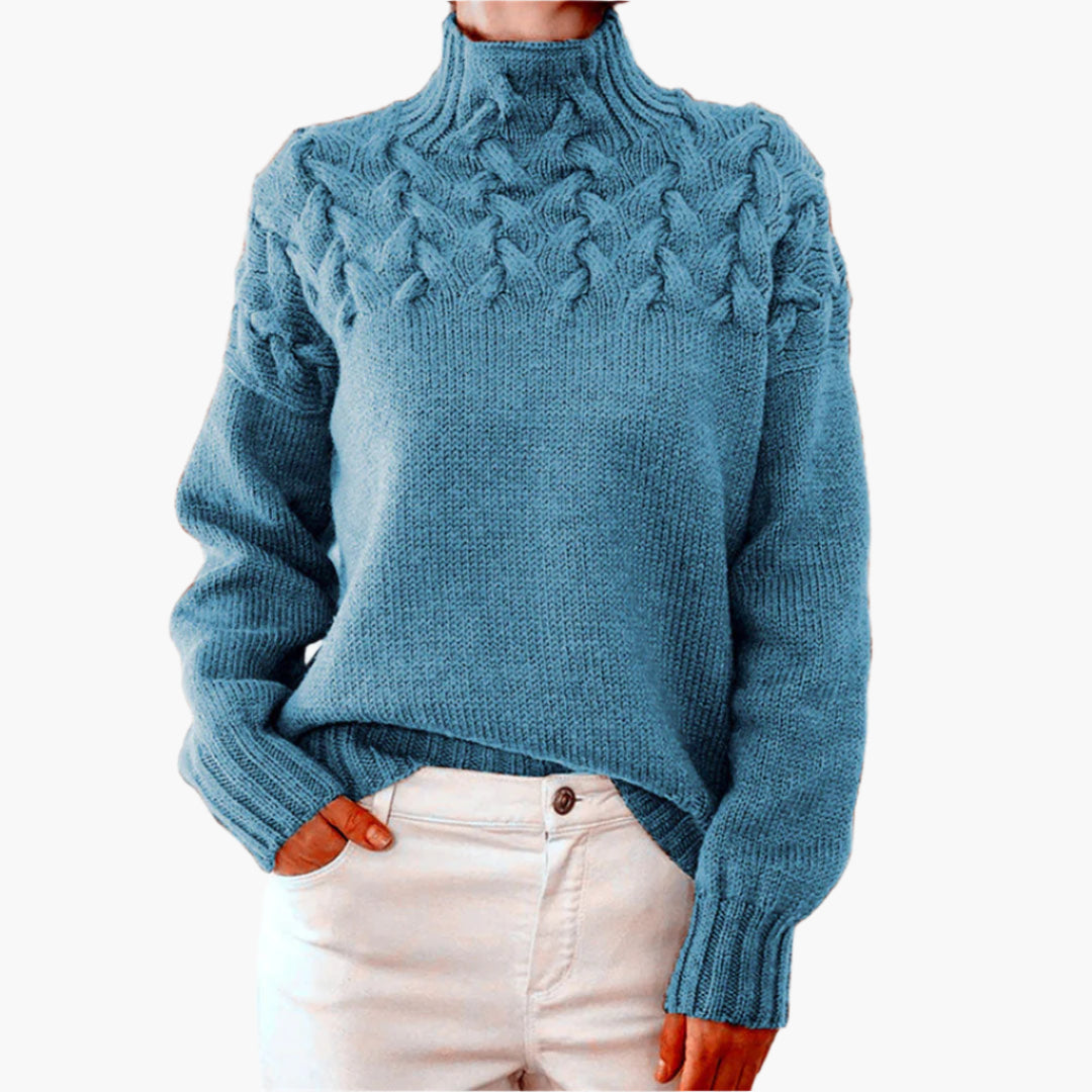 WW | Cable-knit jumper with high collar - Elegant winter jumper for everyday wear & leisure