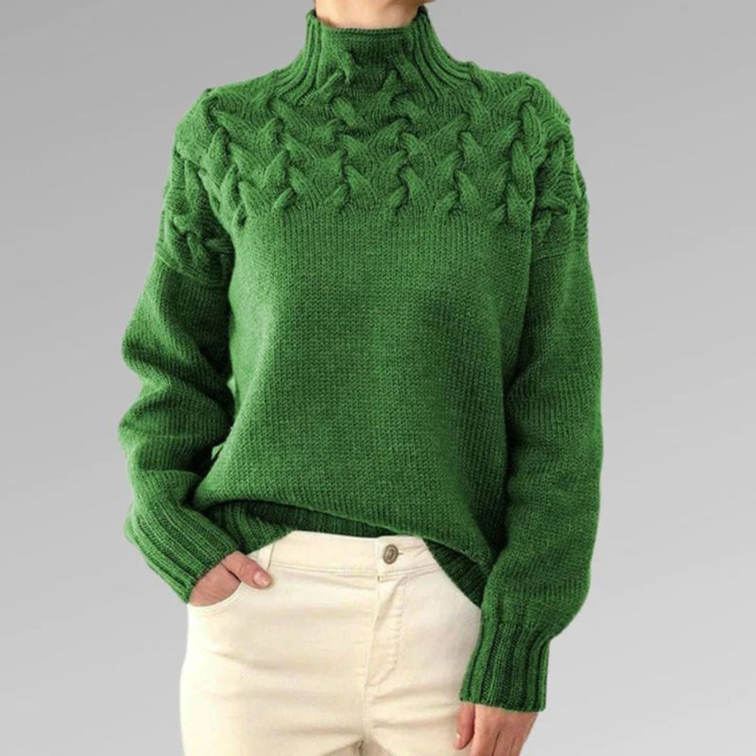 WW | Cable-knit jumper with high collar - Elegant winter jumper for everyday wear & leisure