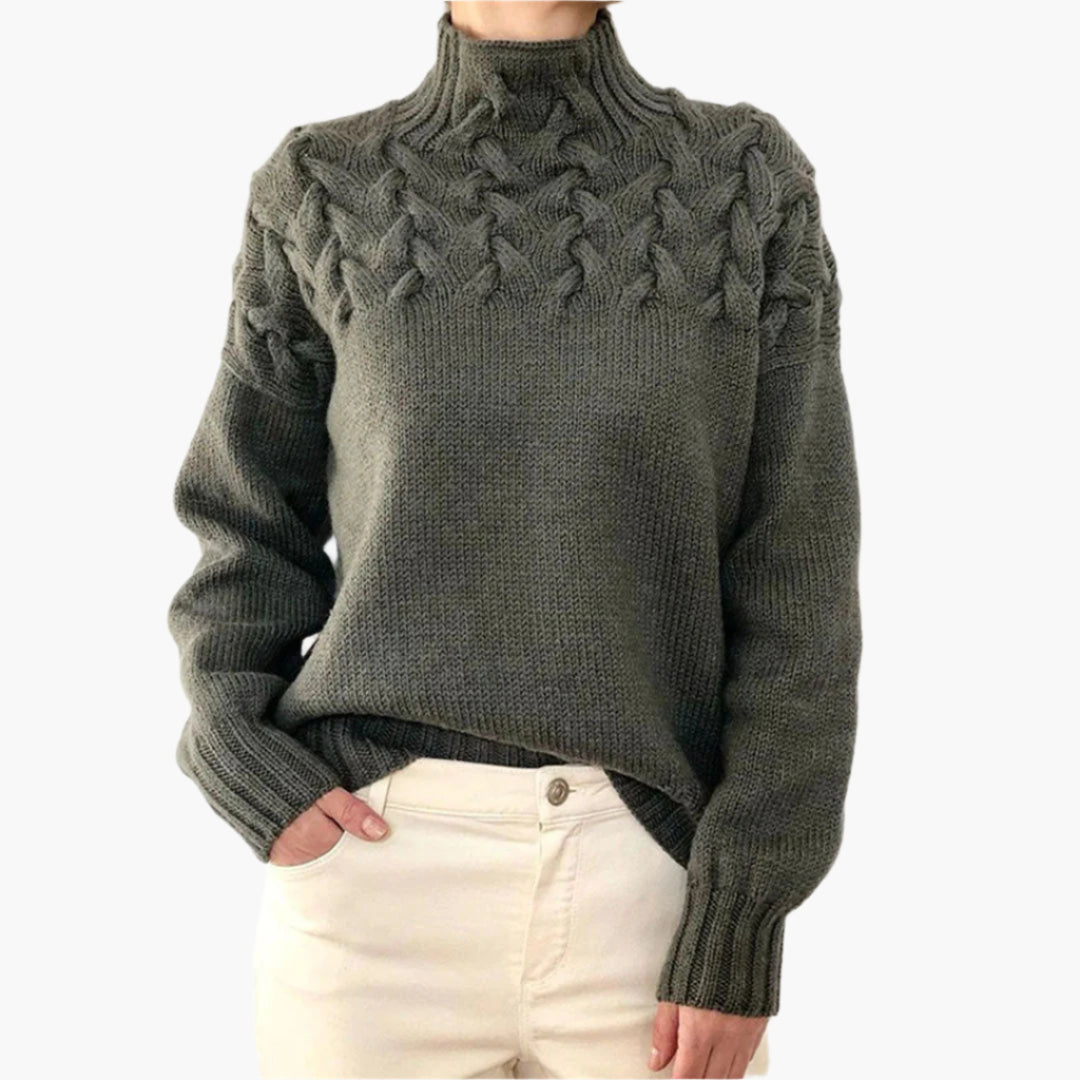 WW | Cable-knit jumper with high collar - Elegant winter jumper for everyday wear & leisure
