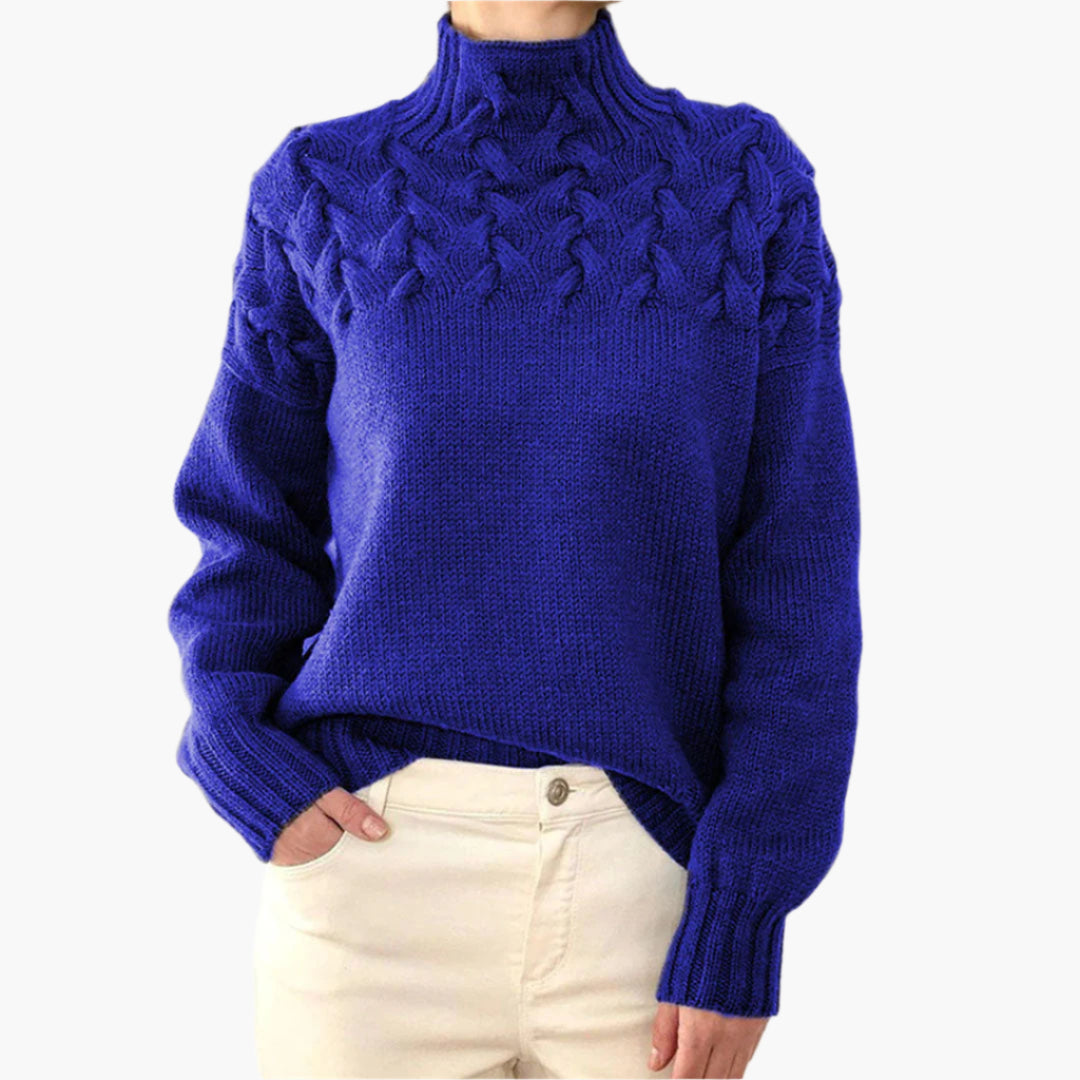 WW | Cable-knit jumper with high collar - Elegant winter jumper for everyday wear & leisure