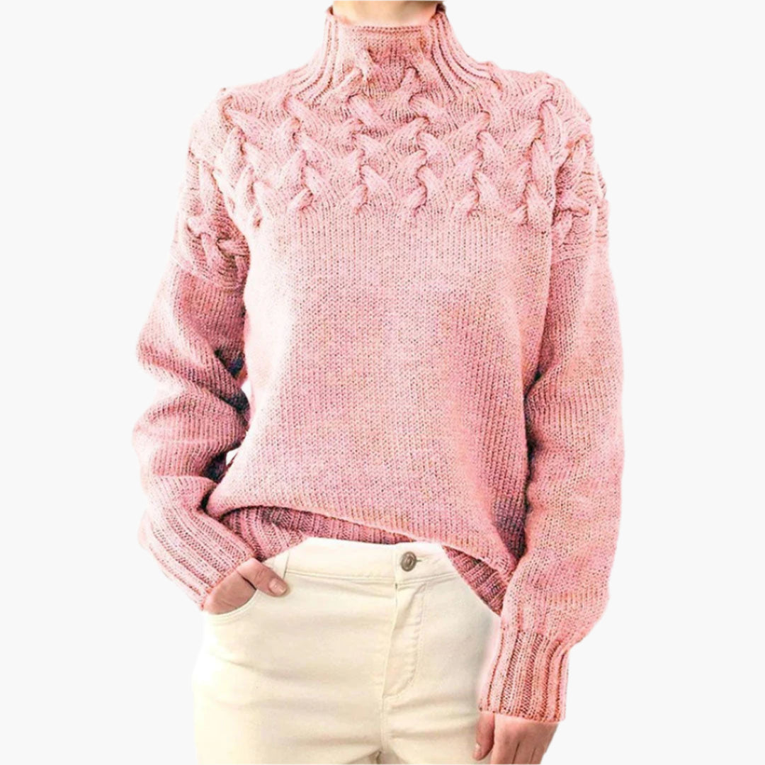WW | Cable-knit jumper with high collar - Elegant winter jumper for everyday wear & leisure