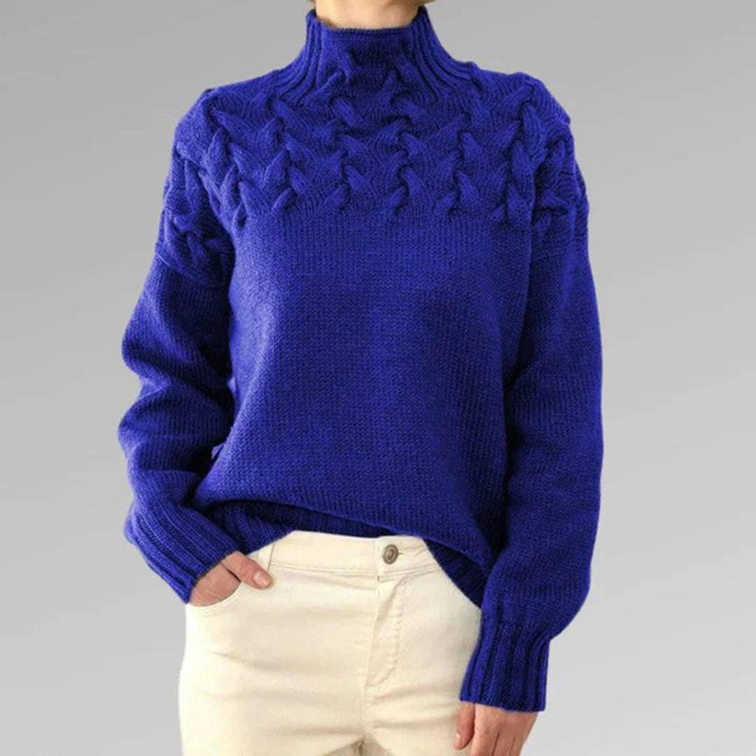 WW | Cable-knit jumper with high collar - Elegant winter jumper for everyday wear & leisure