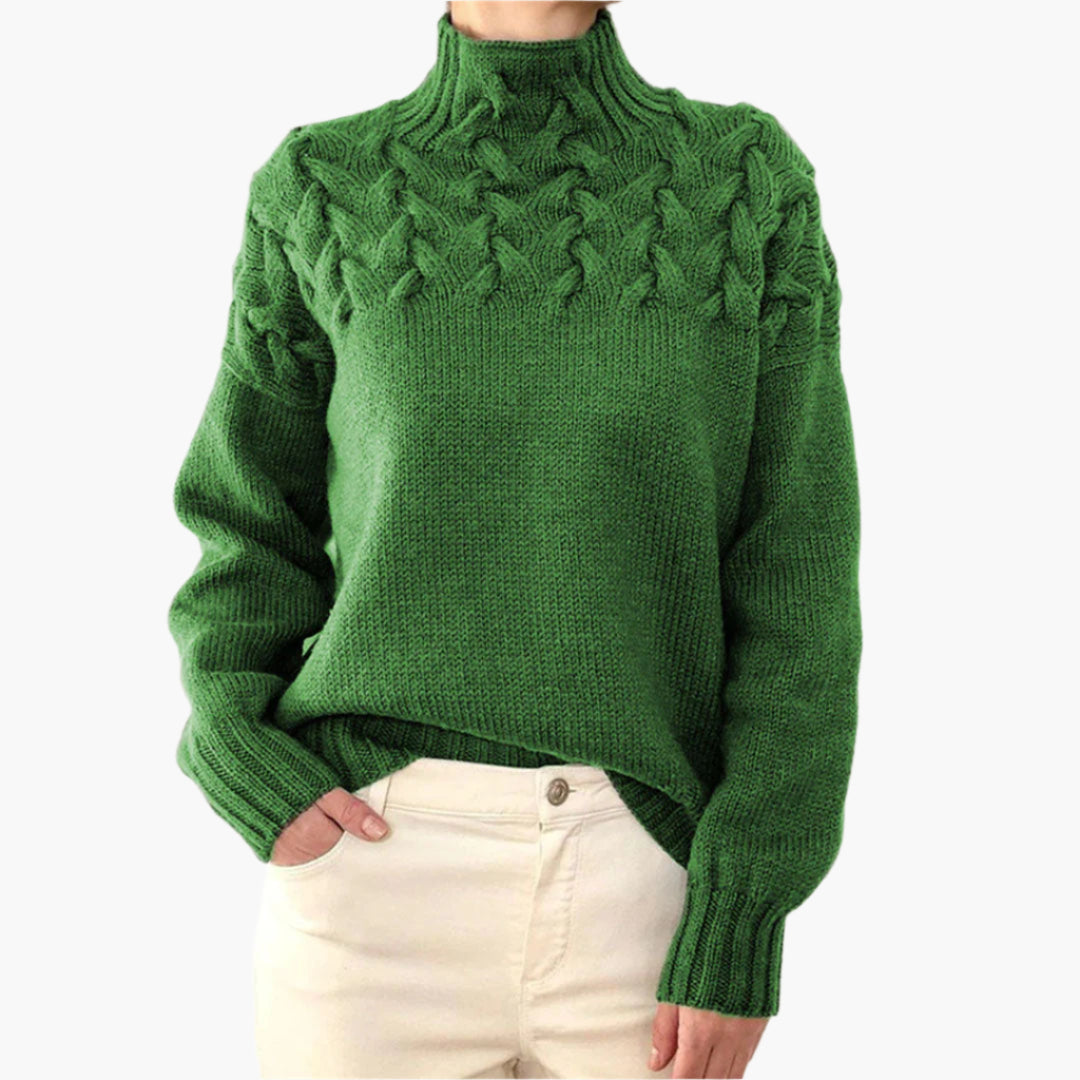 WW | Cable-knit jumper with high collar - Elegant winter jumper for everyday wear & leisure