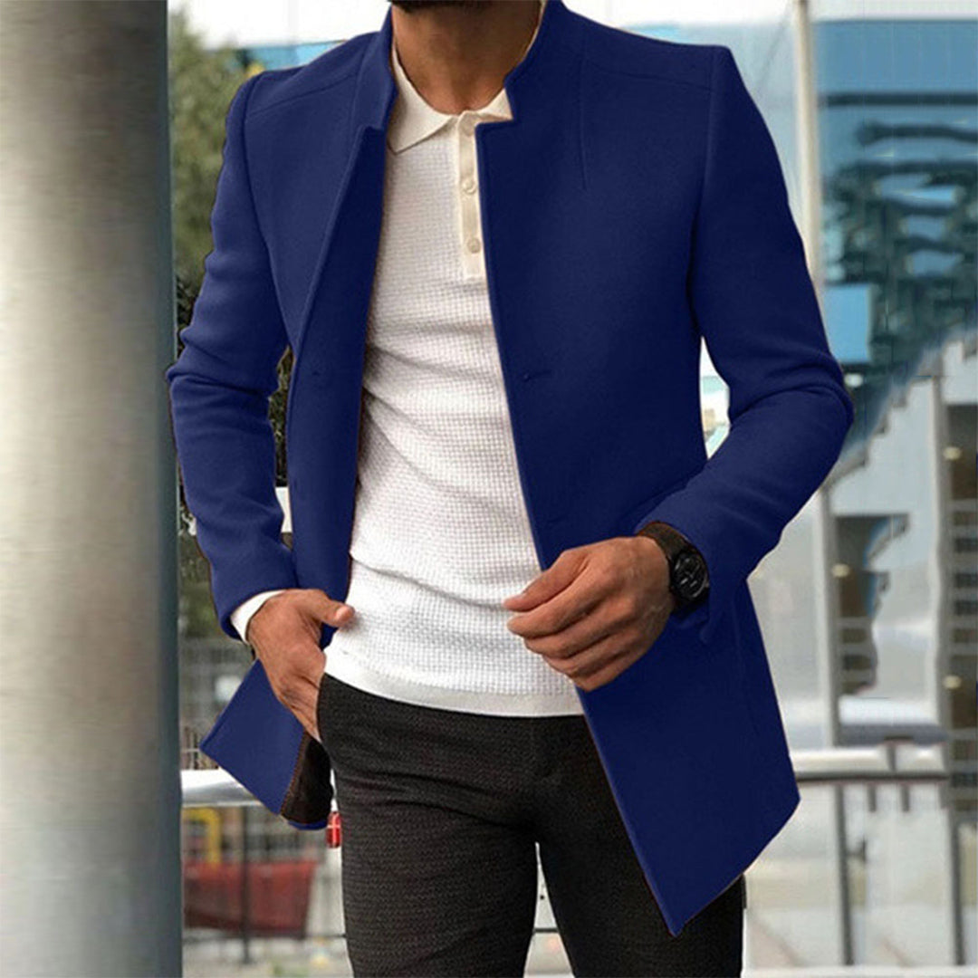 WW | Men's Stand-Up Collar Coat - Business Casual Transitional Coat for Autumn & Winter Outfits