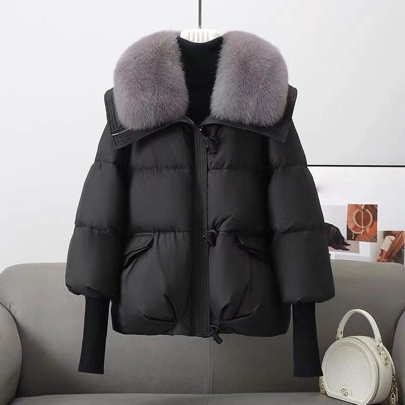 WW | Jacket - Oversized Fit - Quilted - Faux Fur Collar - Hip Length