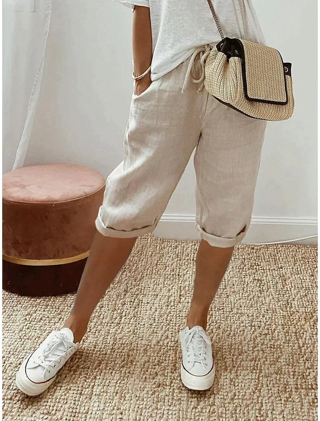 WW | Damen-Leinenhose mit weitem Bein
