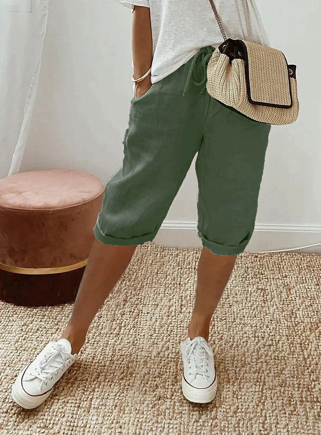 WW | Damen-Leinenhose mit weitem Bein