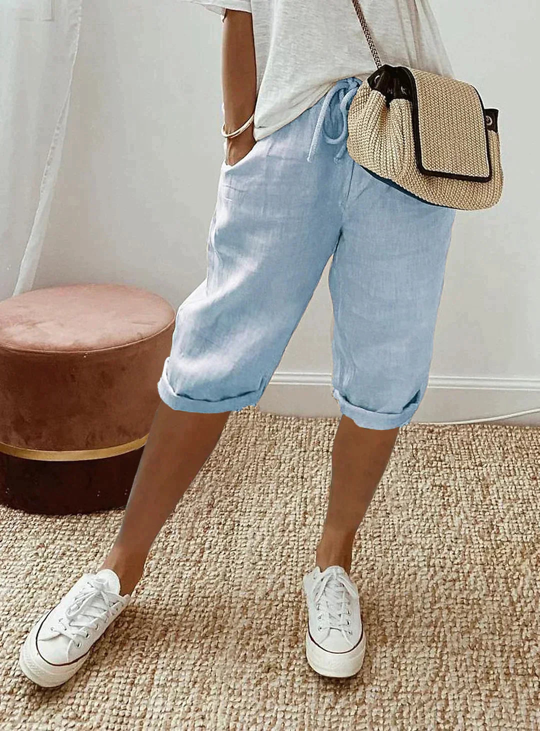 WW | Damen-Leinenhose mit weitem Bein