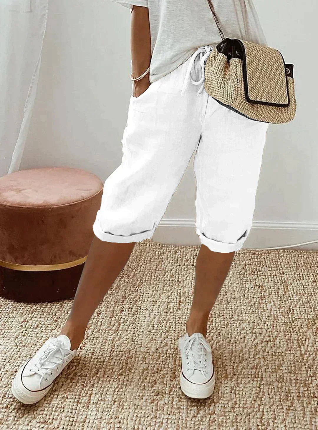 WW | Damen-Leinenhose mit weitem Bein