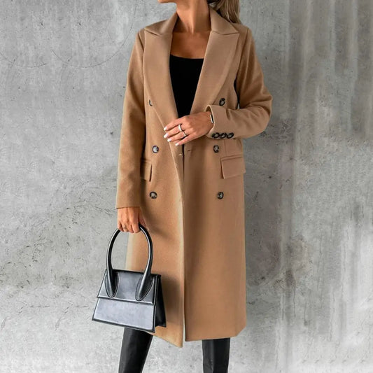 WW | Langer Doppelreiher Trenchcoat mit Knopfmanschetten