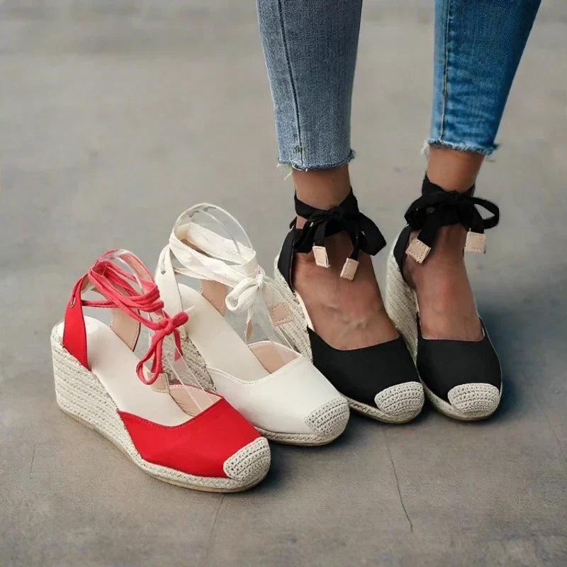 WW | Trendige, Bequeme Boho Keilabsätze Für Damen Mit Bändern