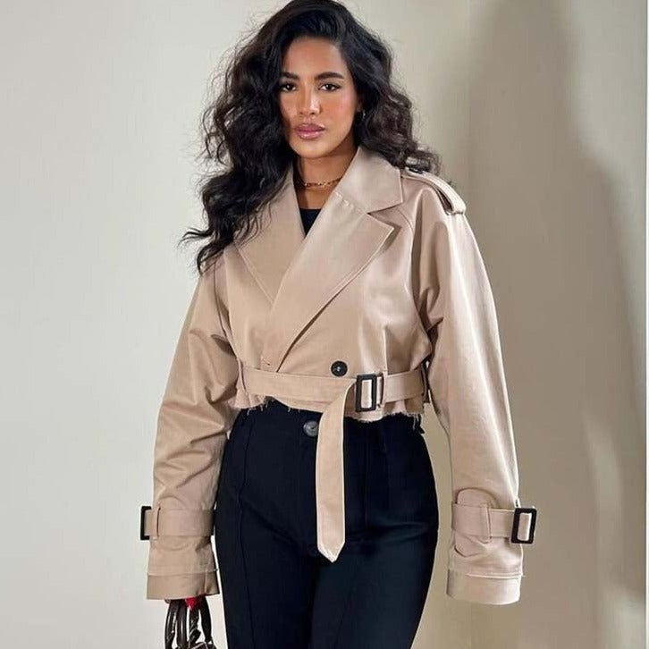 WW | Shorter Trendy Beige Trench Coat