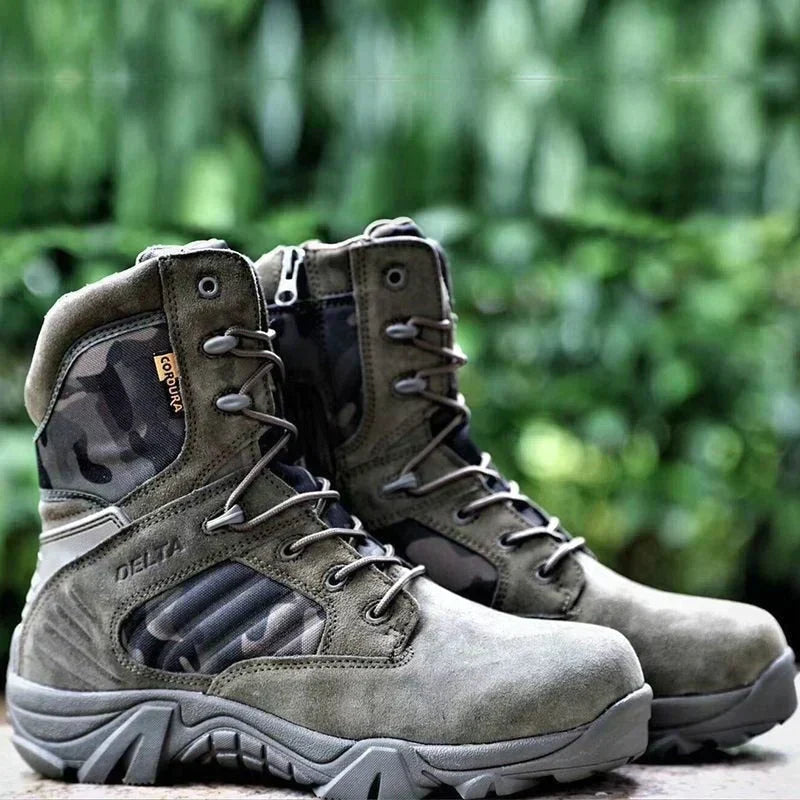 WW | Tactical Boots Suede High Shaft Non-Slip Sole Lacing & Zipper