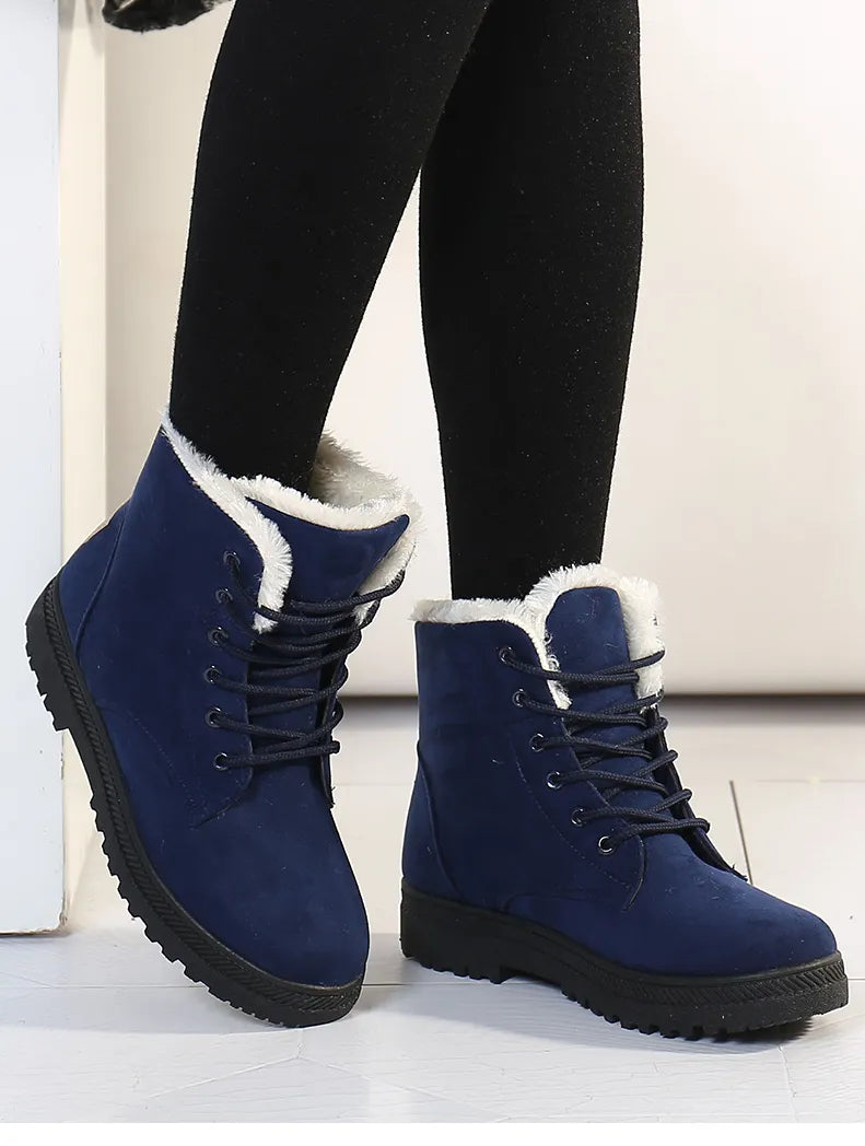 WW | Winter Boots - Lined Lace-up Boots with Warm Lining & Non-slip Sole