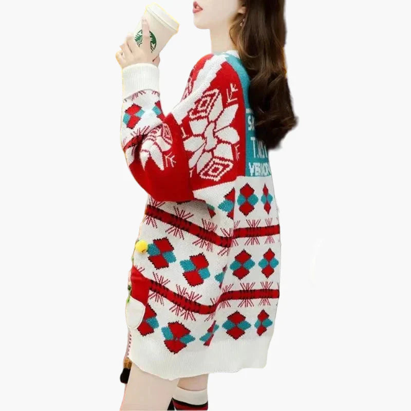 WW | Weihnachtspullover Ugly Christmas Sweater mit 3D Schneemann und Wintermotiv - Lustiger Feiertagspullover für Partys