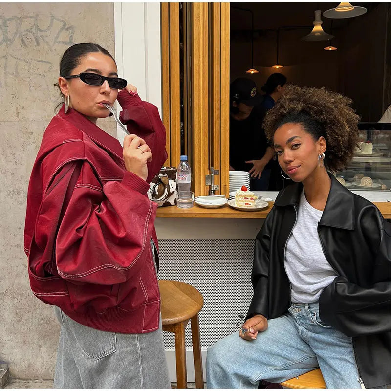 WW | Women's Vintage Oversized Leather Jacket - Perfect for WW | Days