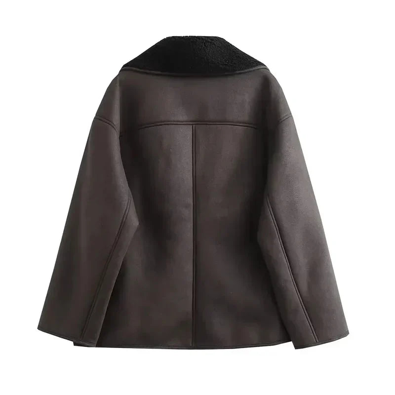 WW | Damen Leder Winterjacke Plüschfutter