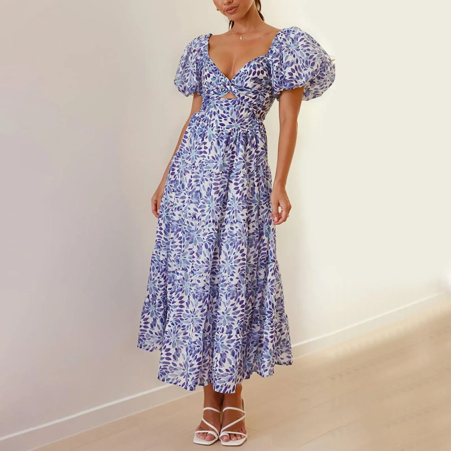 Mira | Floral, Formal V-Neck Maxi Dress