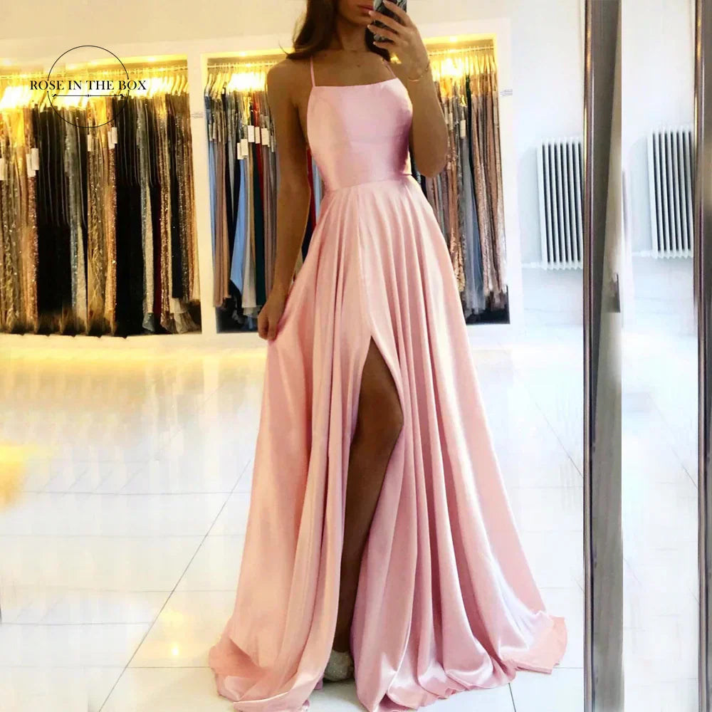 Elena | Old Rose Satin Prom Dress