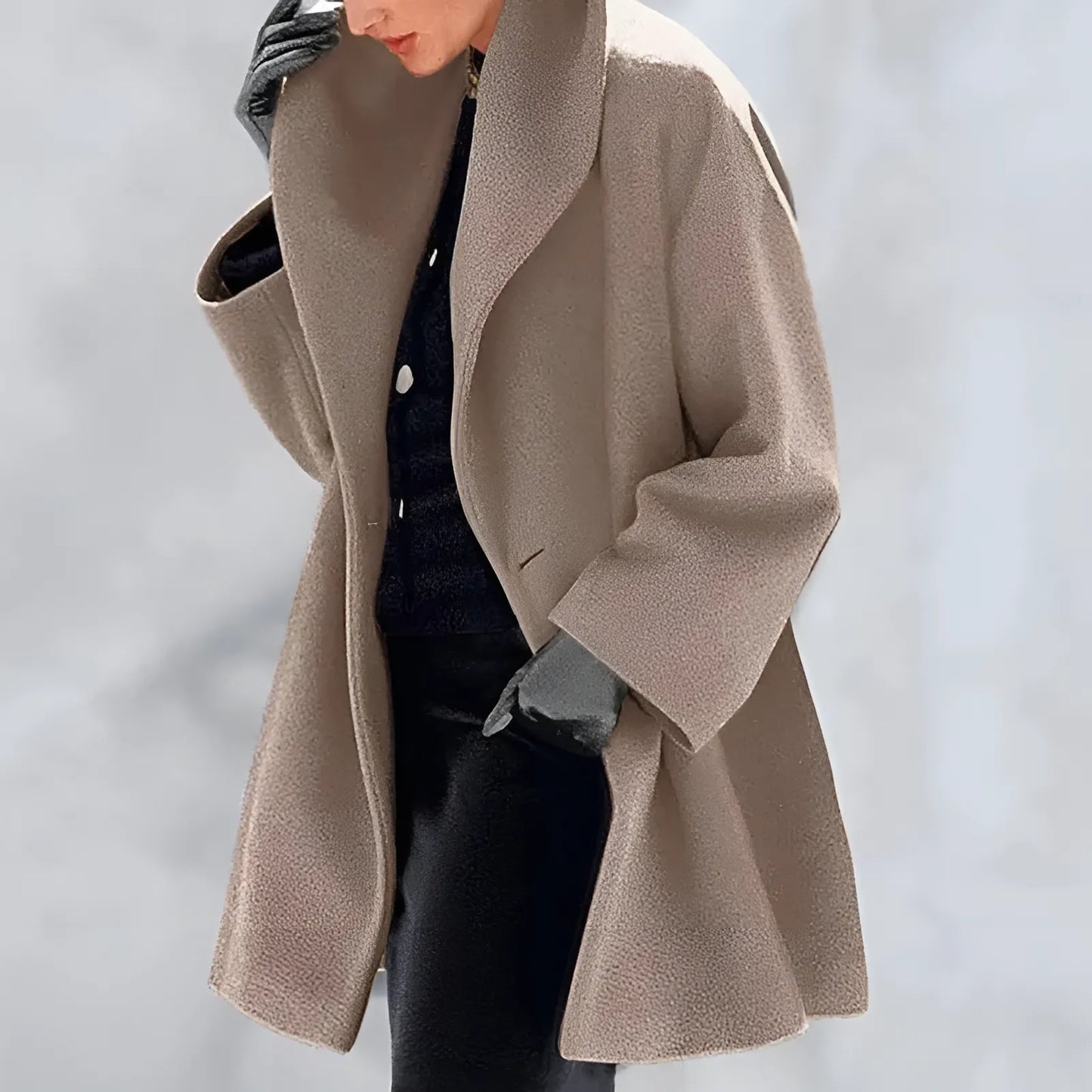 WW | Wollmischung Mantel - Breiter Revers - Minimalistische Winteroberbekleidung