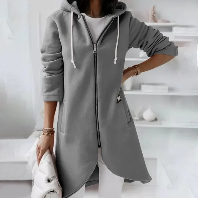WW | Hooded cardigan with curved hem