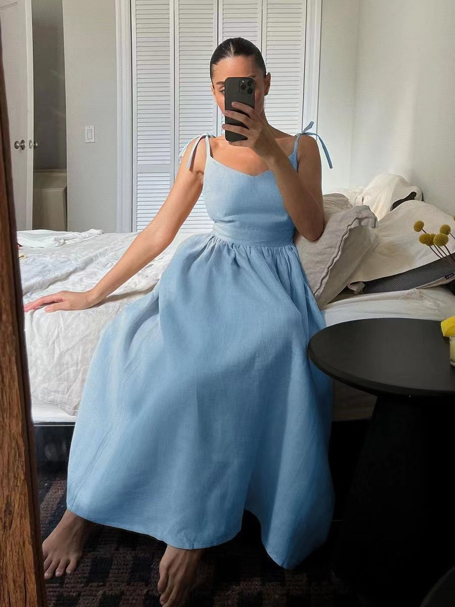 WW | Atmungsaktives Sommerkleid Aus Leinen Für Damen