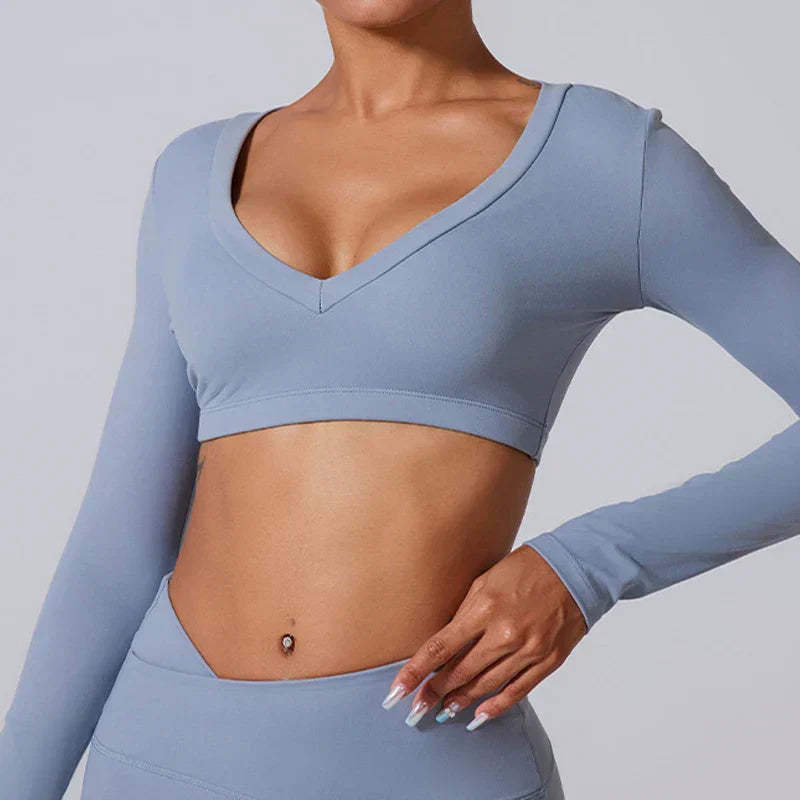 WW | Sporttop mit langen Ärmeln und V-Ausschnitt für Damen