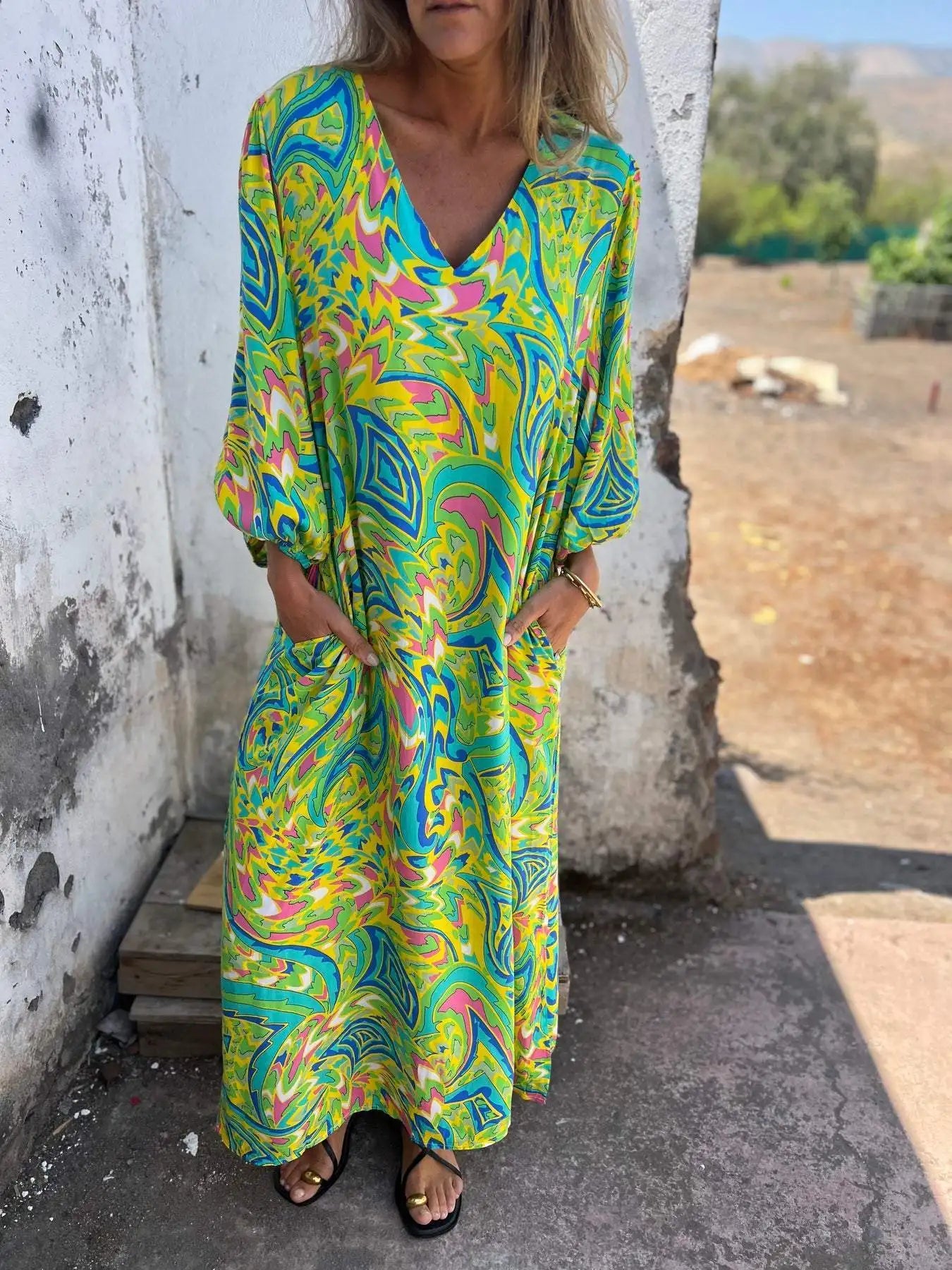 Sienna | Maxi dress in boho style with leopard print