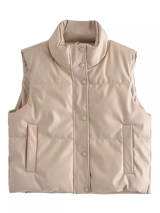 WW Leather Jackets for Women | Elegant Stand-Up Collar Vests | Fashionable Zip-Up Jackets
