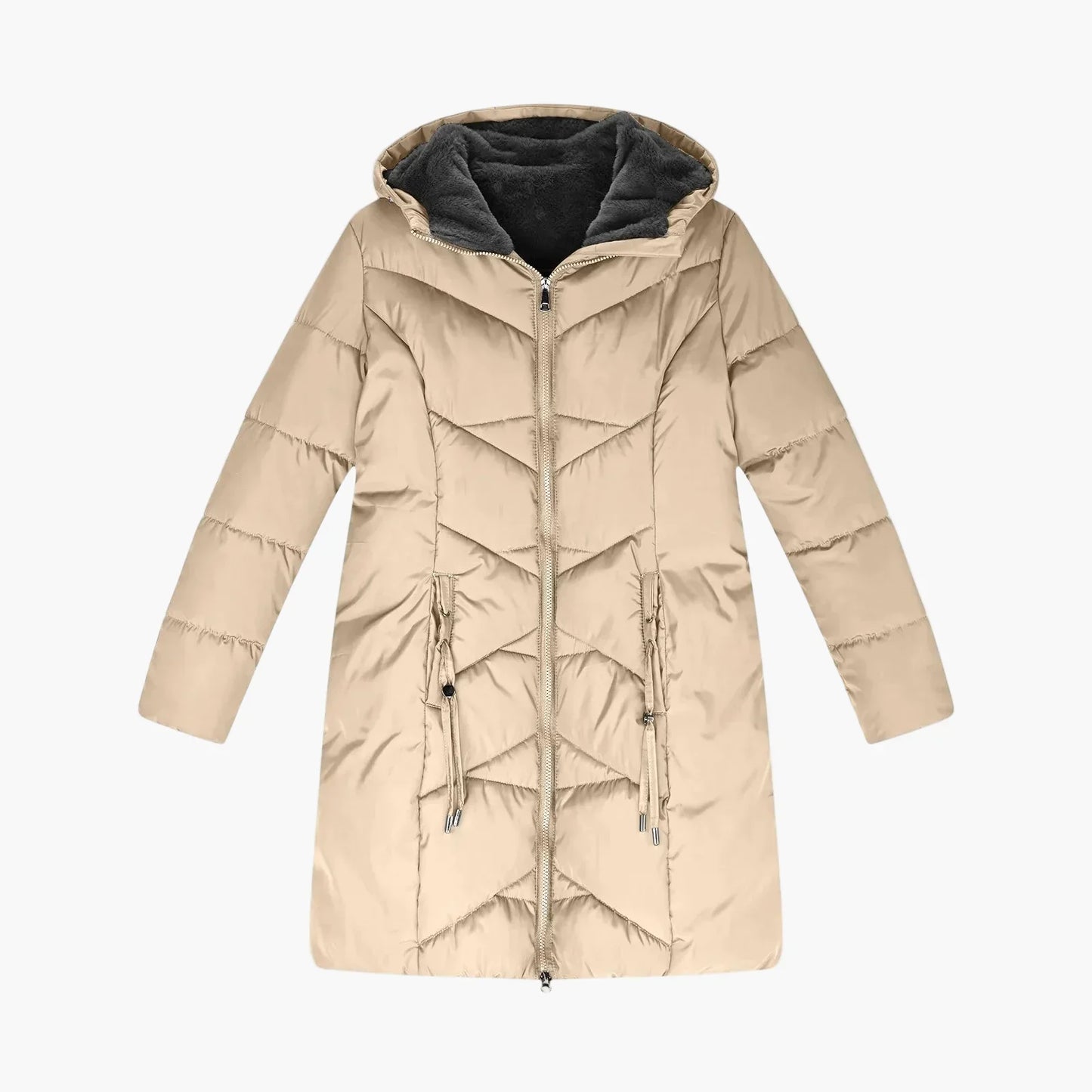 WW | Wintermantel Lang Steppjacke mit Kapuze - Winddichter, Warmer Outdoor Parka
