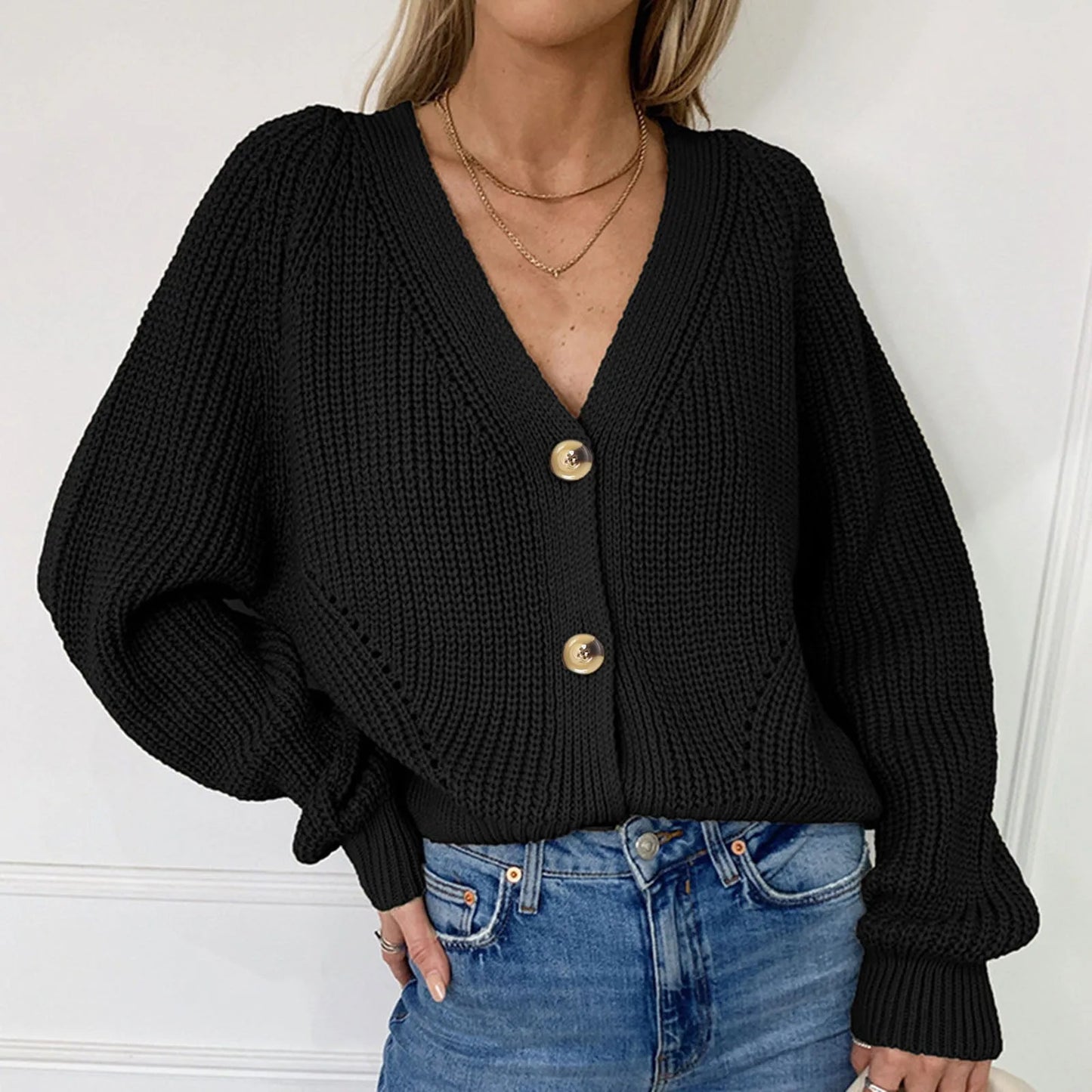 WW | STRICK-CARDIGAN MIT V-AUSSCHNITT
