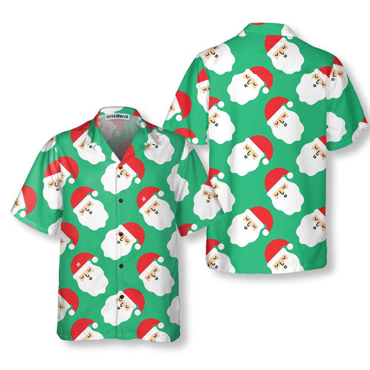 WW | Santa Claus Light Seamless Pattern Hawaiian Shirt, Funny Santa Claus Shirt, Gift For Christmas