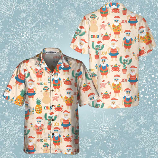 WW | Santa Claus Am Sandstrand Hawaiian Shirt, Lustiges Weihnachtsmann Shirt, Geschenk Für Weihnachten