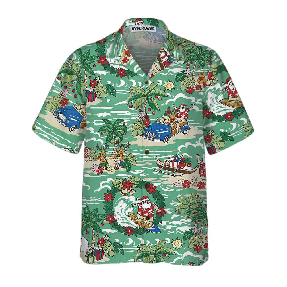 WW | Santa In Hawaii Hawaiian Shirt, Lustiges Santa Claus Shirt, Bestes Geschenk Für Weihnachten